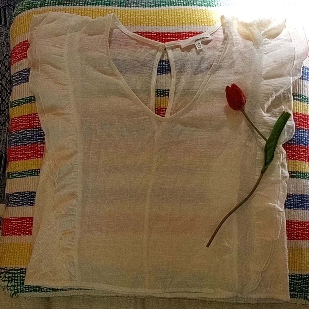 June & Hudson women's sheer white top